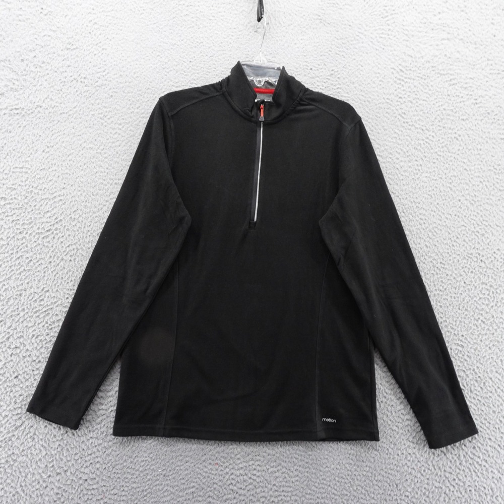 Motion Mens 1/4 Zip Pullover Black Onyx Long Sleeve Active Top Medium